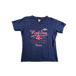 LAT Boston Red Sox 2013 World Series Champions Navy Blue V-Neck T-Shirt Small‎